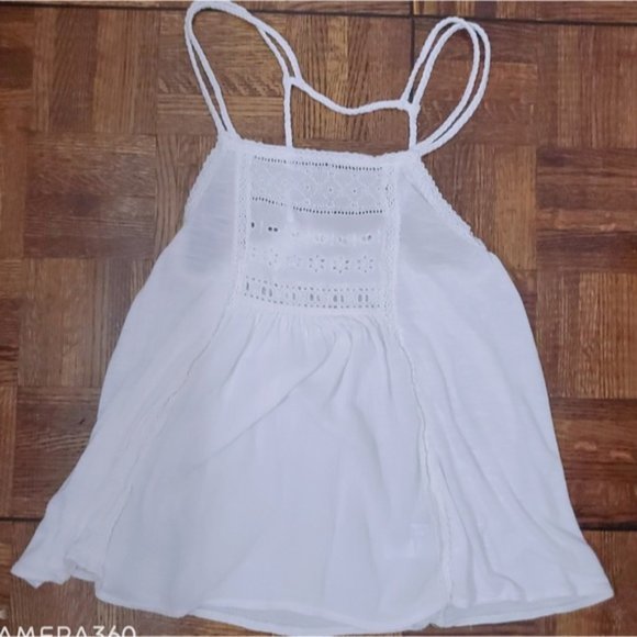 American Eagle Outfitters- White Embroidered Low Back Boho Prairie Top - Picture 8 of 15